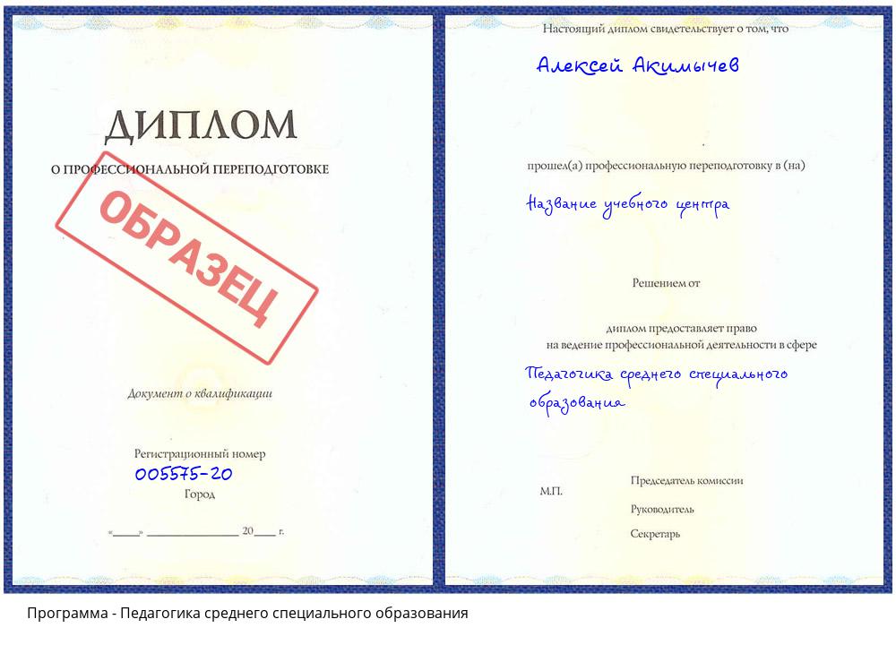 Педагогика среднего специального образования Корсаков